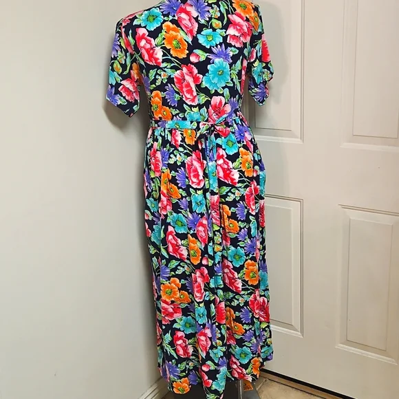 VTG 80s Diane Von Furstenberg, The Color Authority, Floral Dress, Garden Girl - Picture 3 of 5